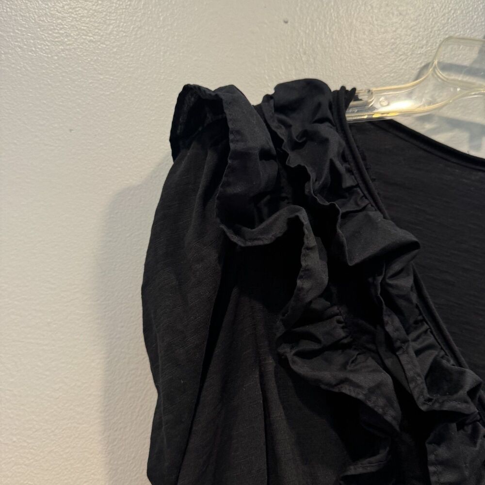 Anthropologie Top Black Ruffle V Neck Long Sleeve Romantic Blouse Women Medium - Picture 9 of 10